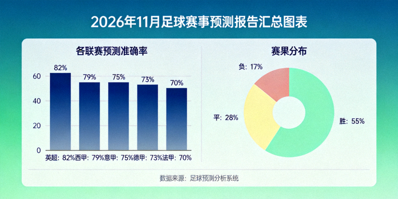 2026年11月足球赛事预测报告汇总图表 - 展示各联赛预测准确率与赛果分布